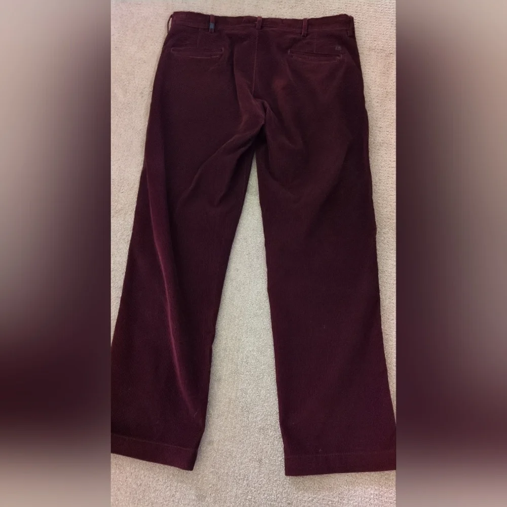 Repreve Men's Burgundy High Waisted Corduroy Straight Leg Dress Pants